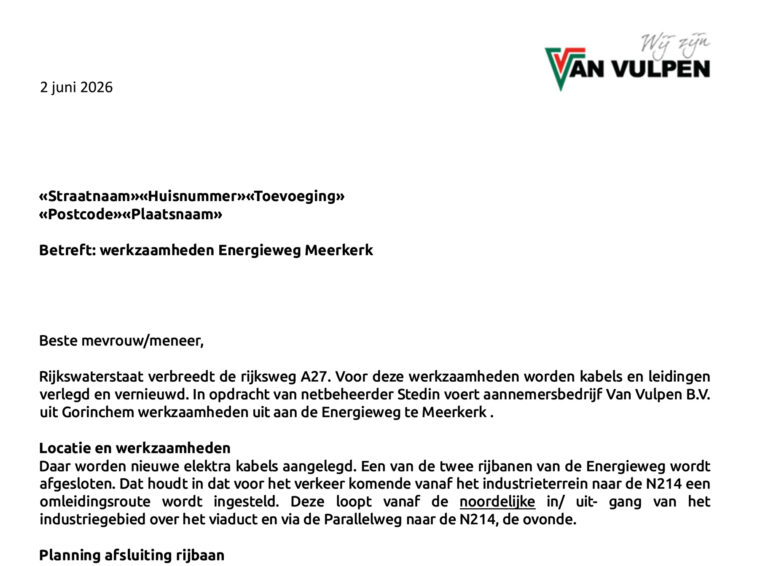 Bewonersbrief Energieweg